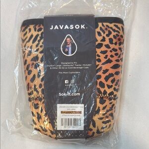 Java Sok Leopard Print Cold Beverage Sleeve, Large 30-32 oz cups, BNWT